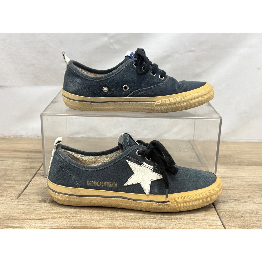 Golden Goose California Navy Blue Suede Star Sneakers GGDB Made in Italy 37
